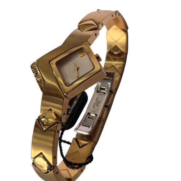 RARE Vintage PULSAR Brushed Gold A-Symmetrical Stainless Ladies Wrist Watch, NEW - Picture 5 of 9